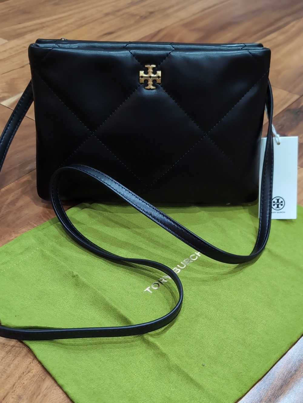 Tory Burch Kira Leather Double Zip Diamond Quilted Crossbody + Dust Bag Nwt ❤️